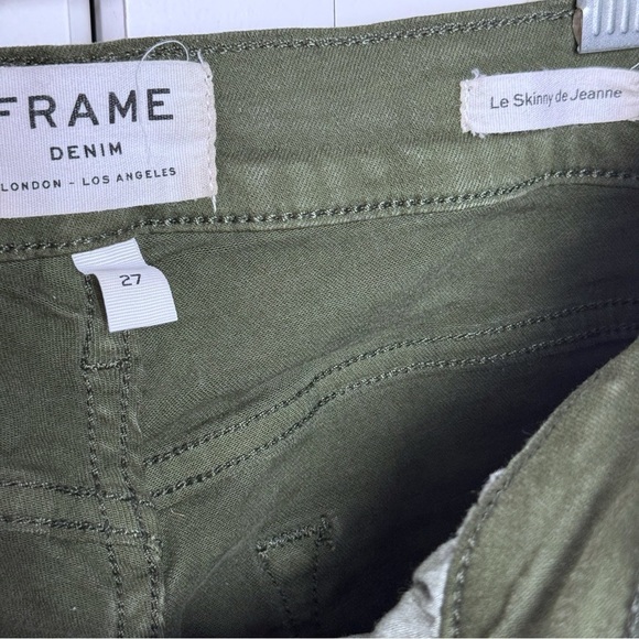 Framed Skinny De Jeanne Olive Green Skinny Jean Sz 27 boho Military - Picture 5 of 8